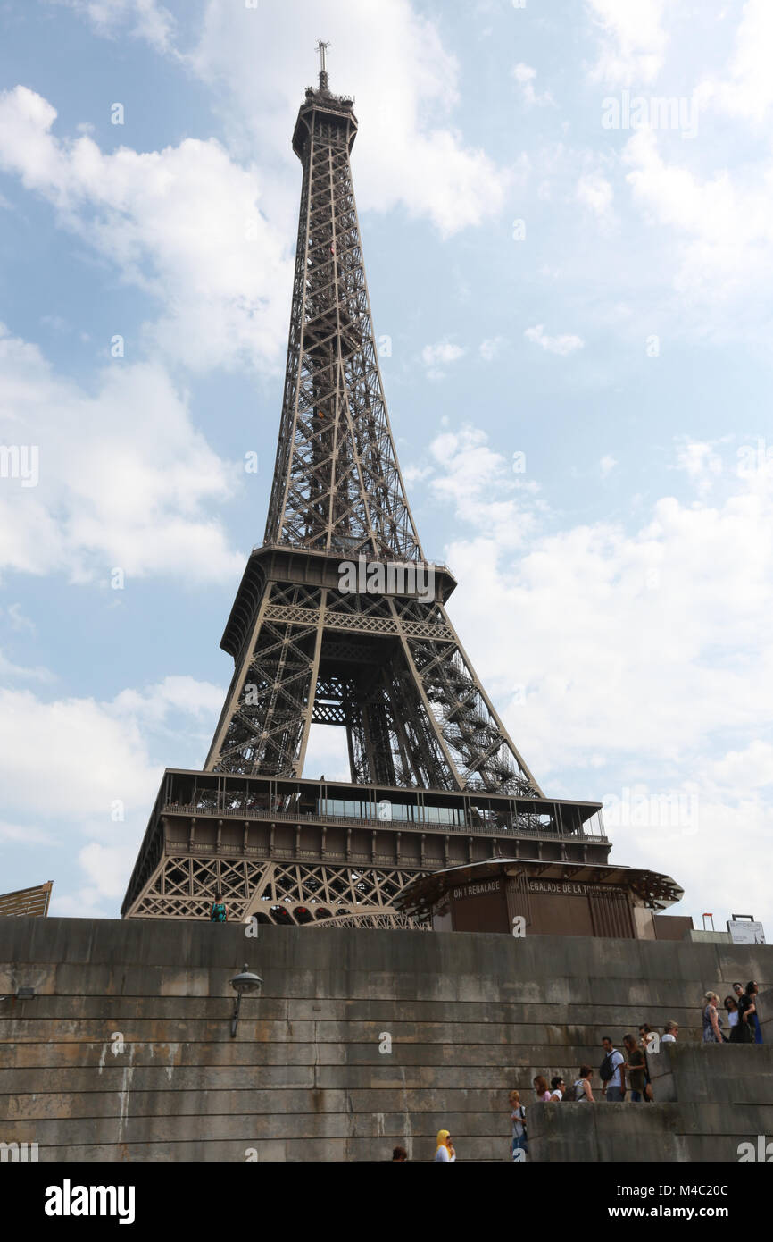 The Eiffel Tower from the Seine River. Stock Photo