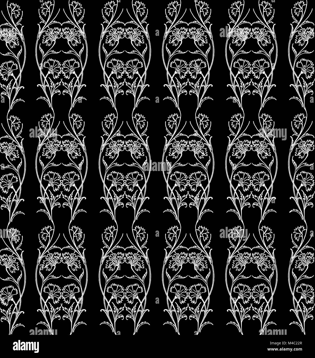 Seamless black white floral pattern hi-res stock photography and images ...