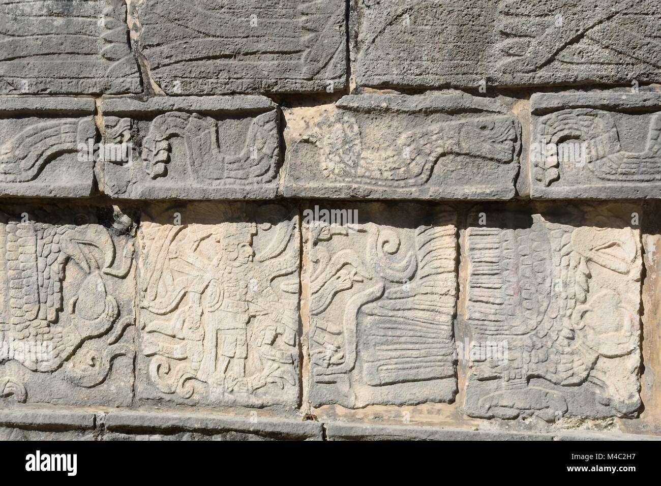 Mayan stone frieze Chichen Itza Stock Photo