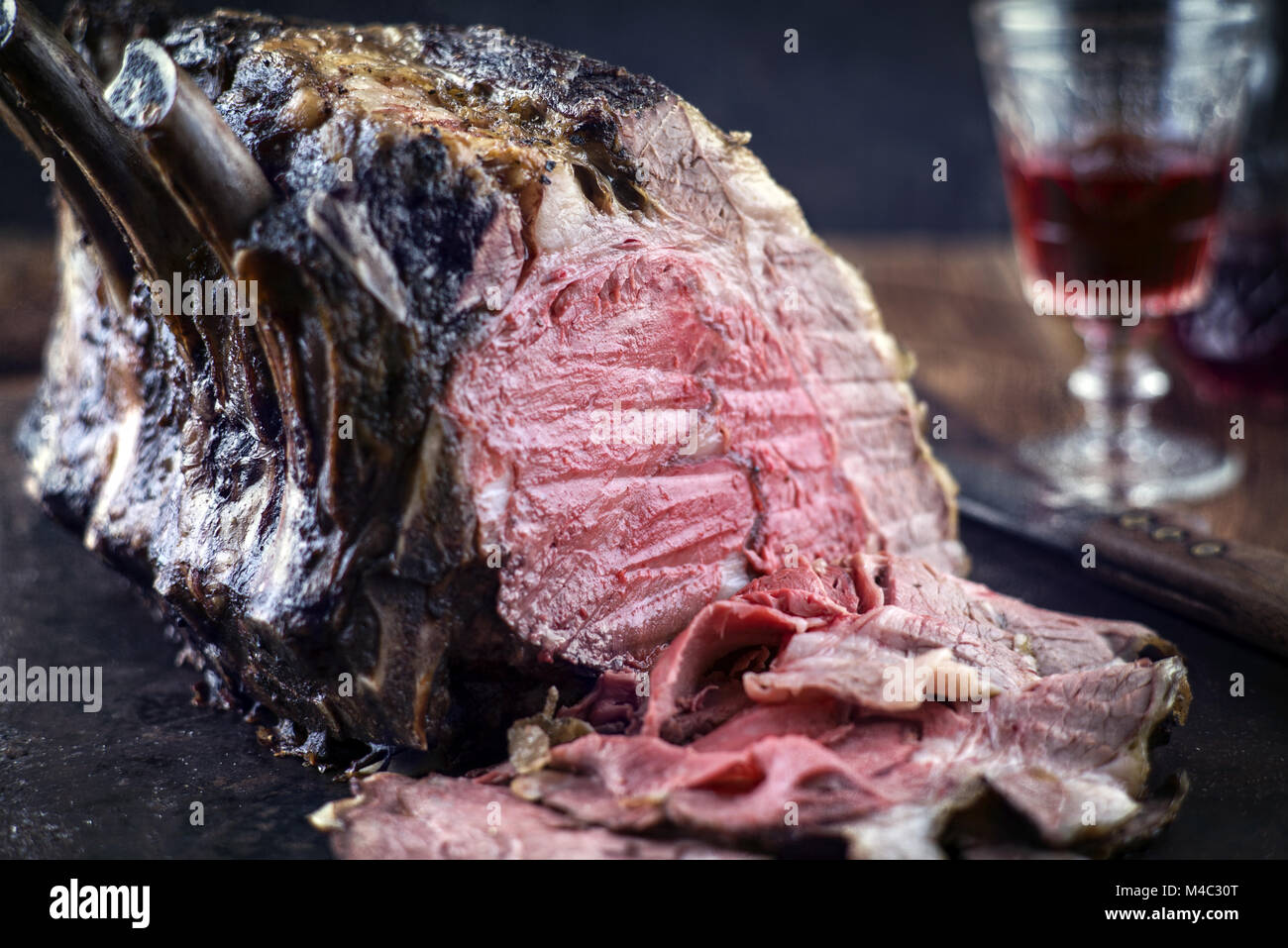 Prime Rib Cold Cut Rib of Beef Cold Cut on old Metal Sheet Stock Photo - Alamy