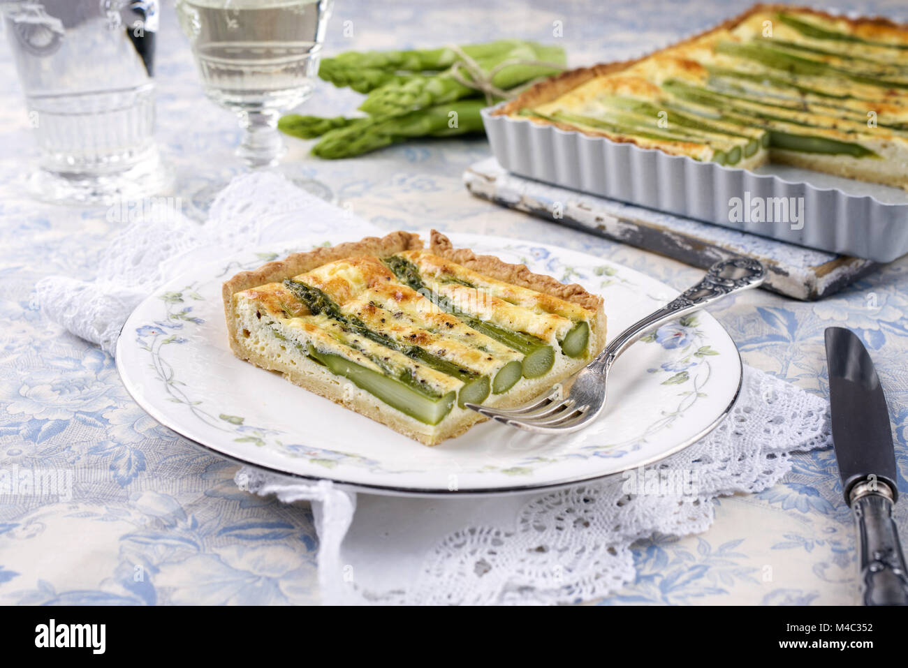 Tart with Green Asparagus Stock Photo Alamy