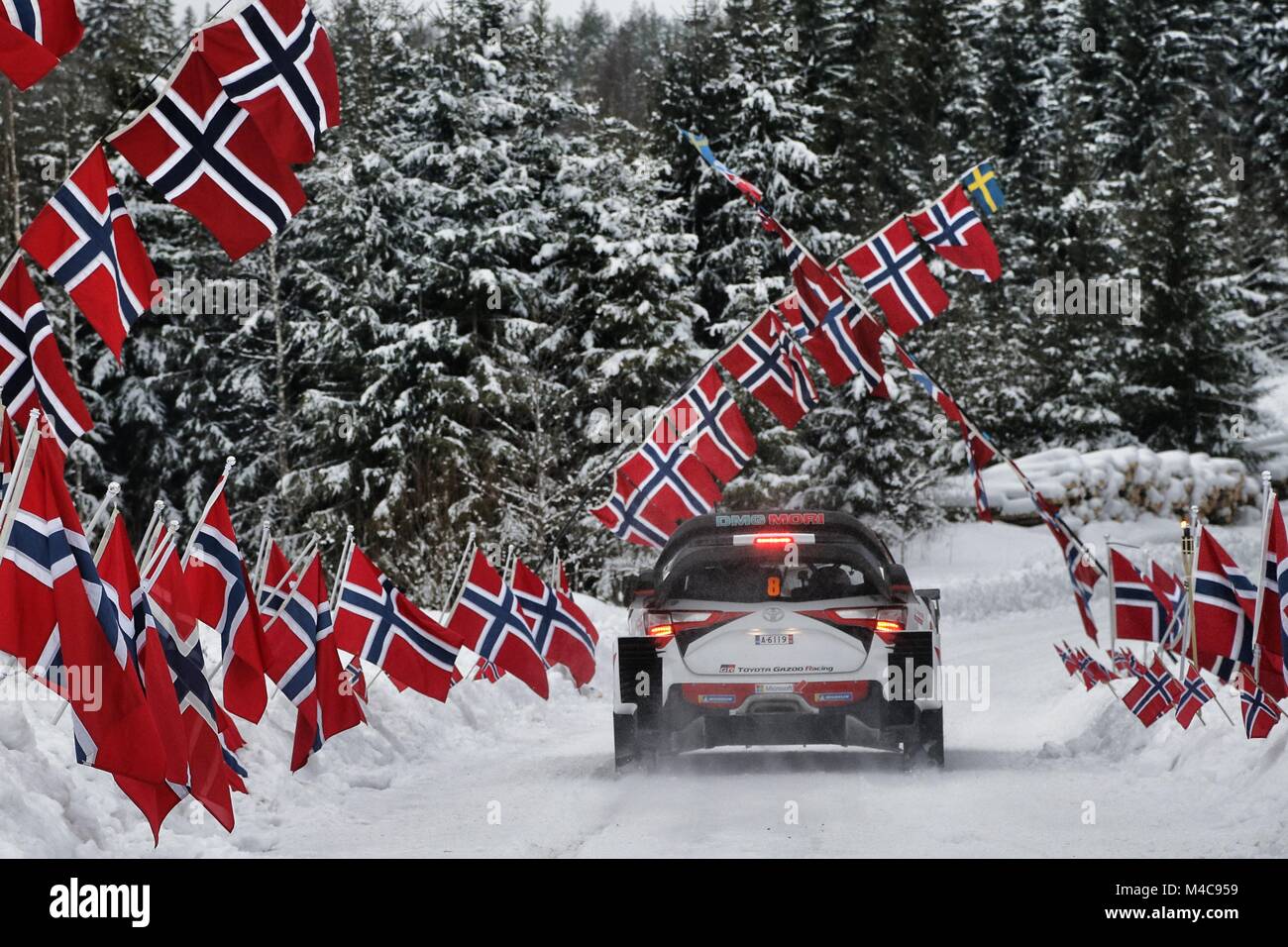 Karlstad, Sweden. 15th Feb, 2018. WRC Rally of Sweden special stage; Ott Tanak (EST) - Martin Jarveoja (EST) - Toyota Yaris WRC Credit: Action Plus Sports/Alamy Live News Stock Photo