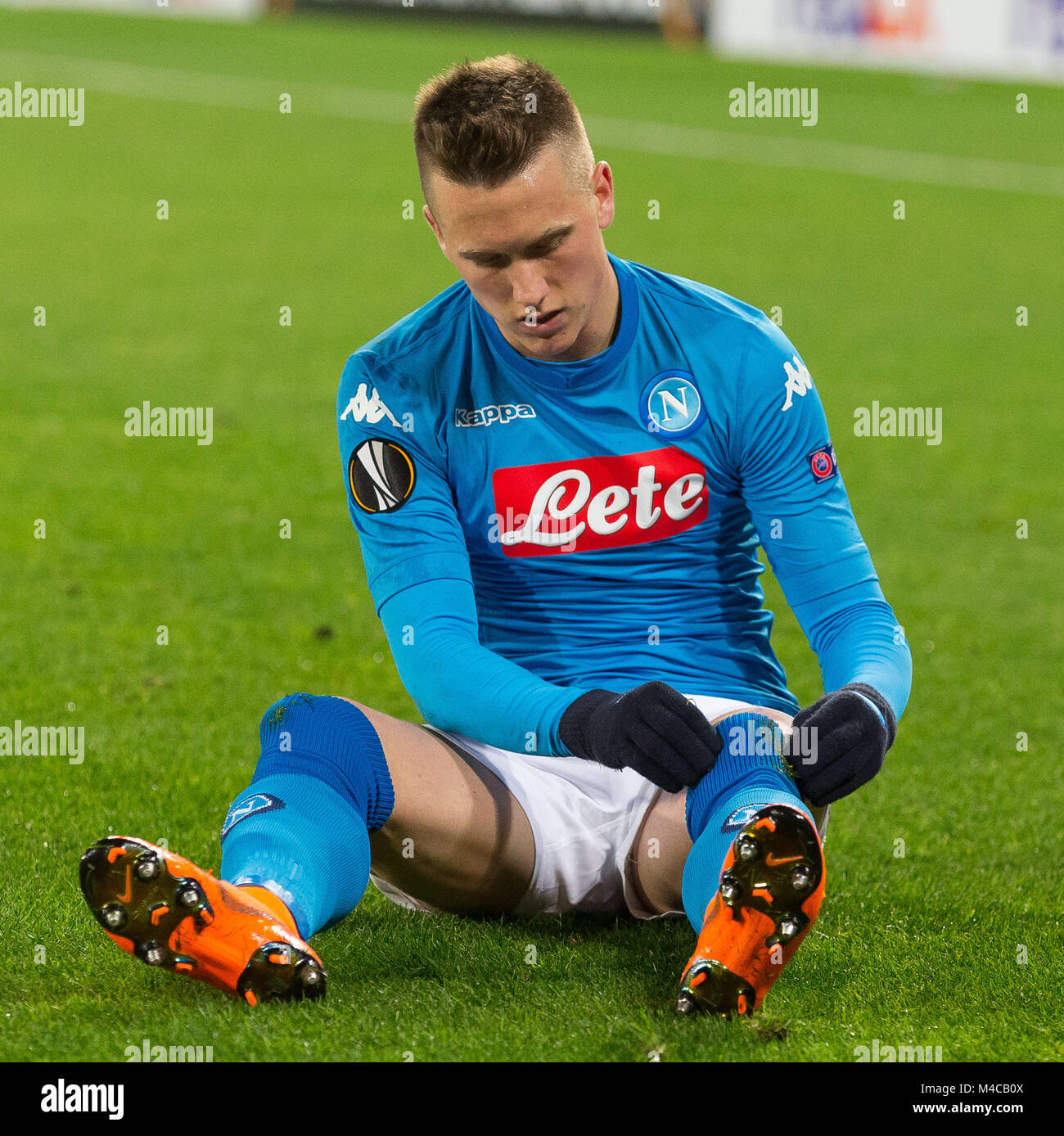 Naples, Campania, Italy. 15th Feb, 2018. Piotr Zielinski of SSC Napoli in  action during the UEFA Europa League match between SSC Napoli and RB Lipsia  at San Paolo Stadium. Credit: Ernesto Vicinanza/SOPA/ZUMA