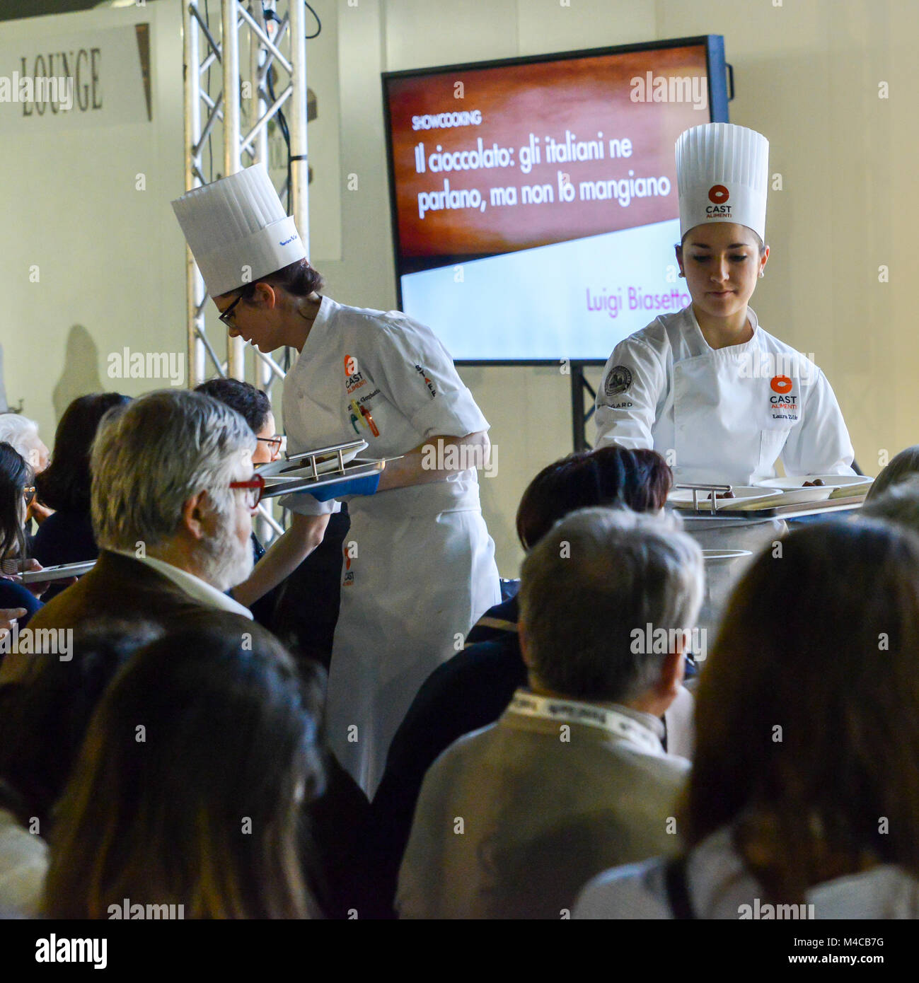 Milan, Italy. 15th Feb, 2018. ‘Salon du Chocolat’ 2018 Chocolate