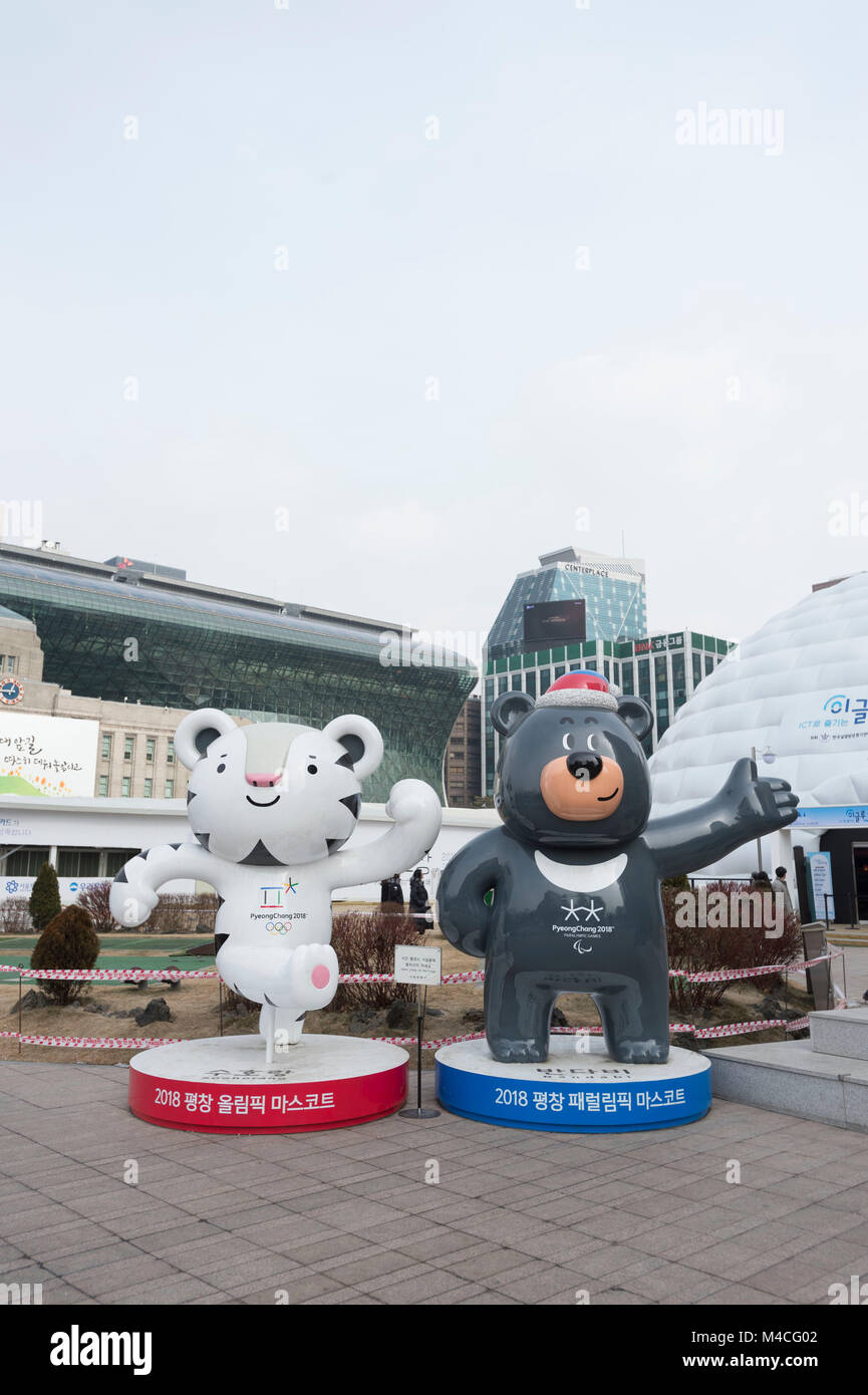 (L-R) Soohorang, Bandabi, FEBRUARY 10, 2018 : Soohorang and Bandabi ...