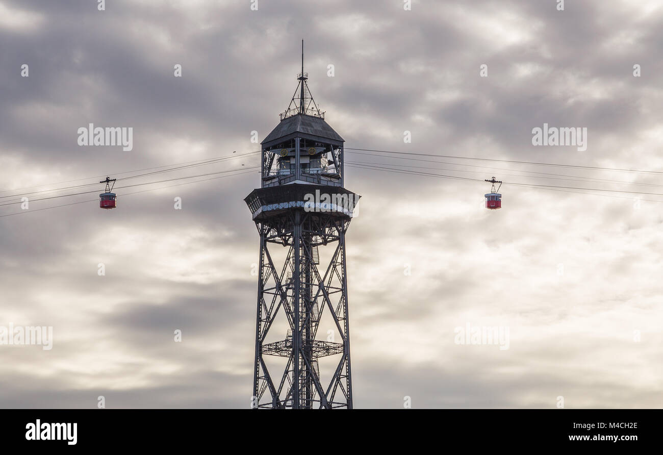 Cable car in Barcelona Catalonia Spain Stock Photo - Alamy