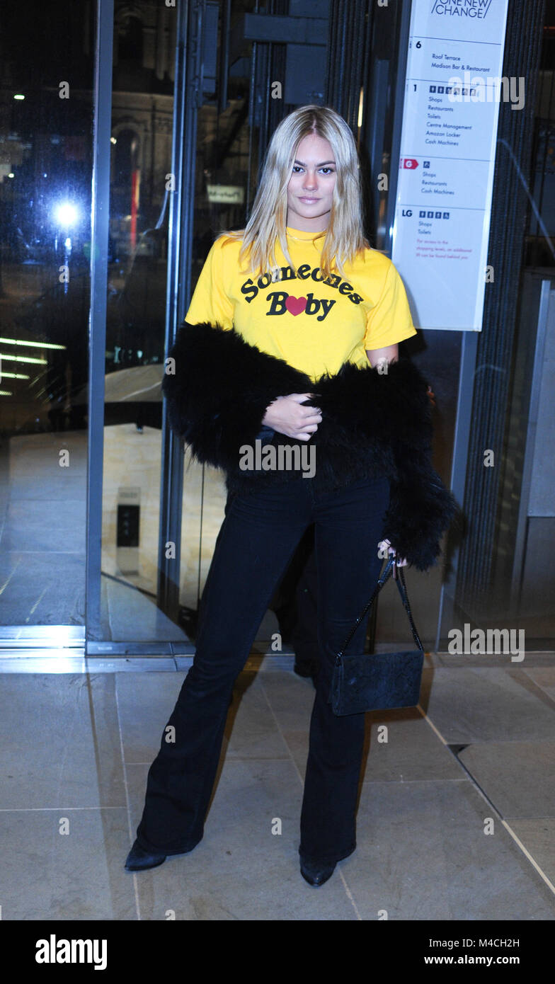 Ella Ross arrives at the White Forrest Tree VIP launch party at Madison, One New Change in London, UK on the 7th February 2018 Stock Photo