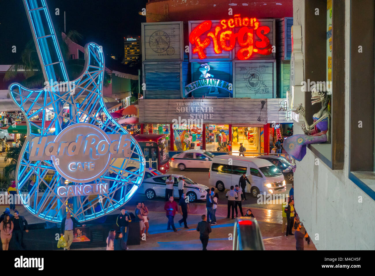 CANCUN, MEXICO - JANUARY 10, 2018: Unidentified people at outdoors of Hard  Rock Cafe in Cancun at the Forum center in Cancun's hotel zone enjoying the  night life Stock Photo - Alamy