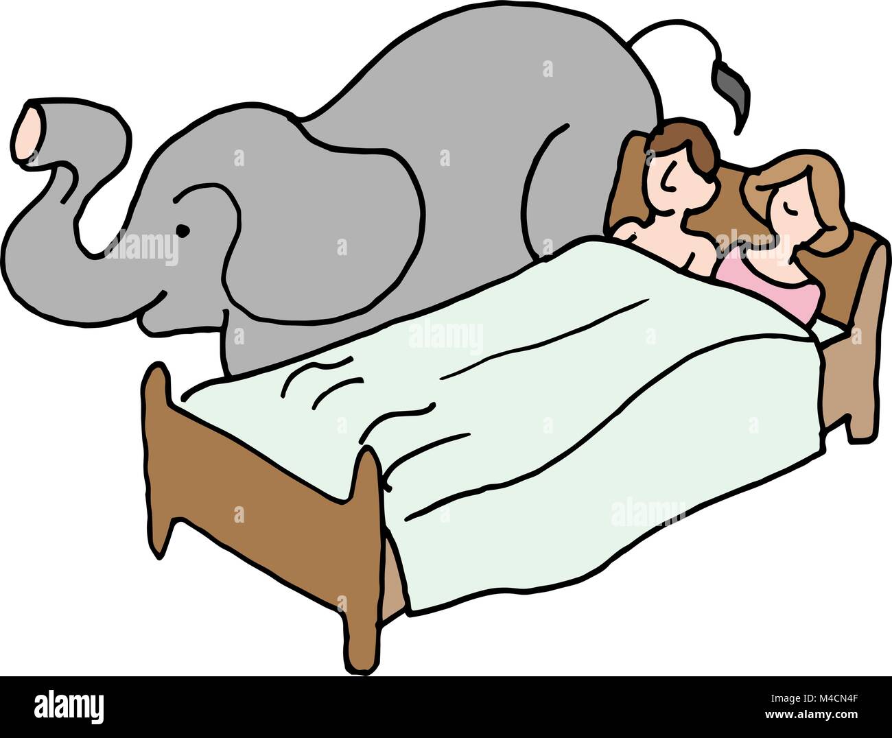 An image of a bedroom couple elephant in the room Stock Vector Image