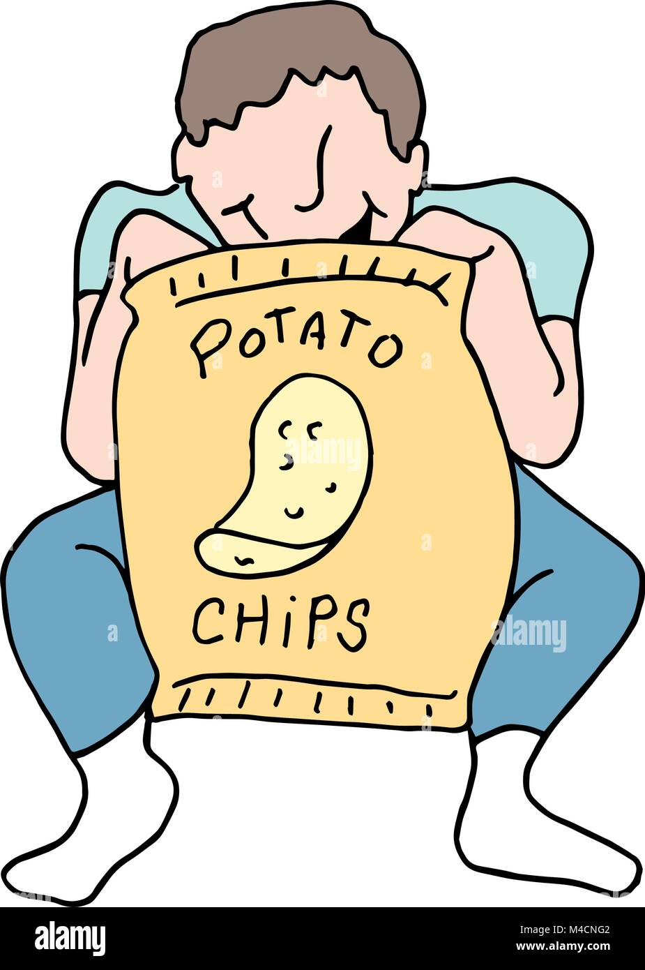 Man eating potato chips Stock Vector Images Alamy