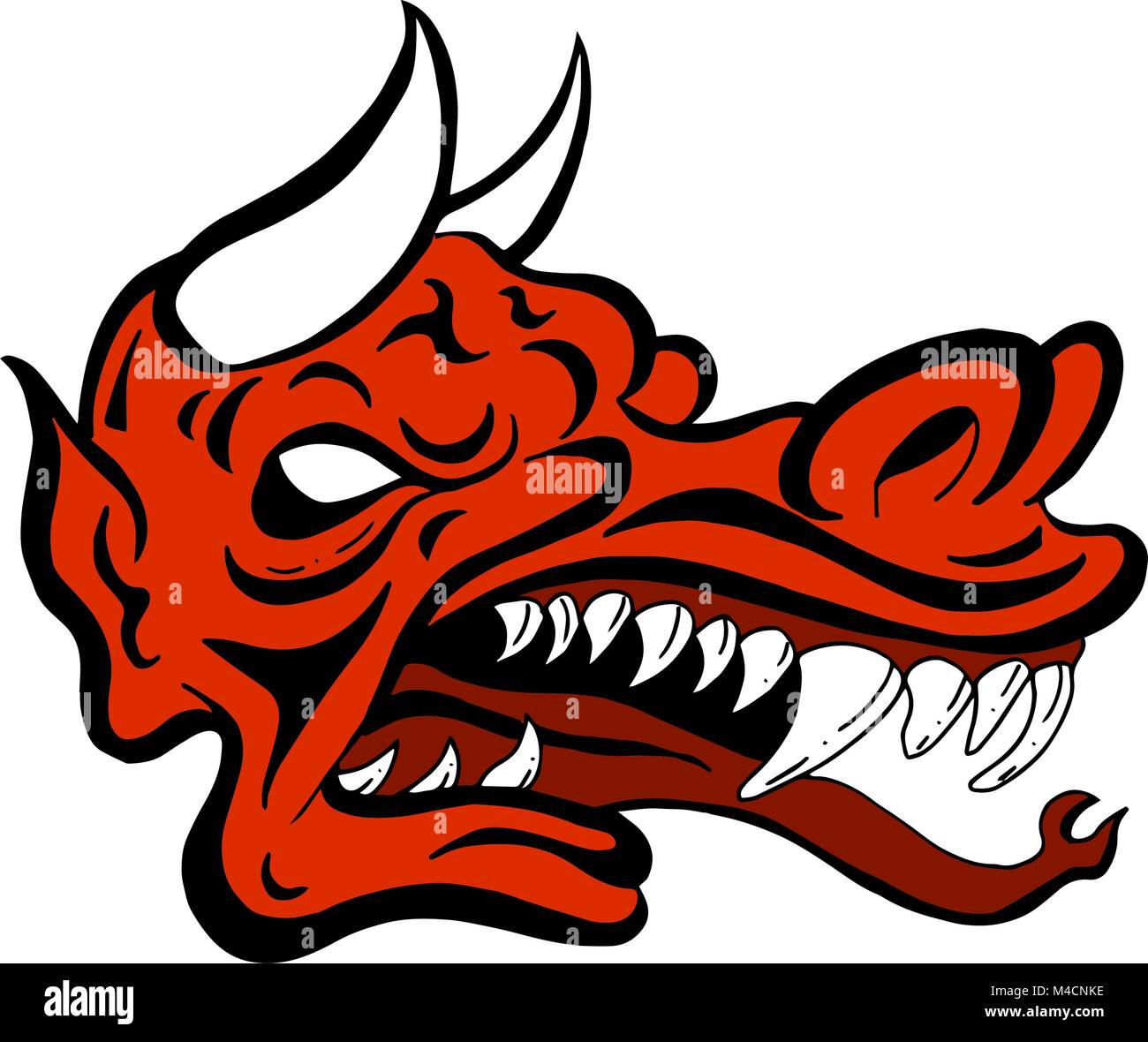 An image of a demon dragon face creature. Stock Vector