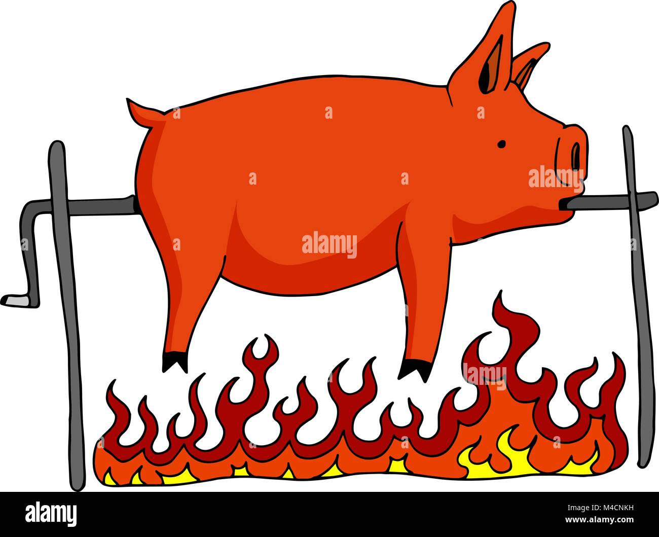 Cartoon pig on fire cartoon Stock Vector Images Alamy