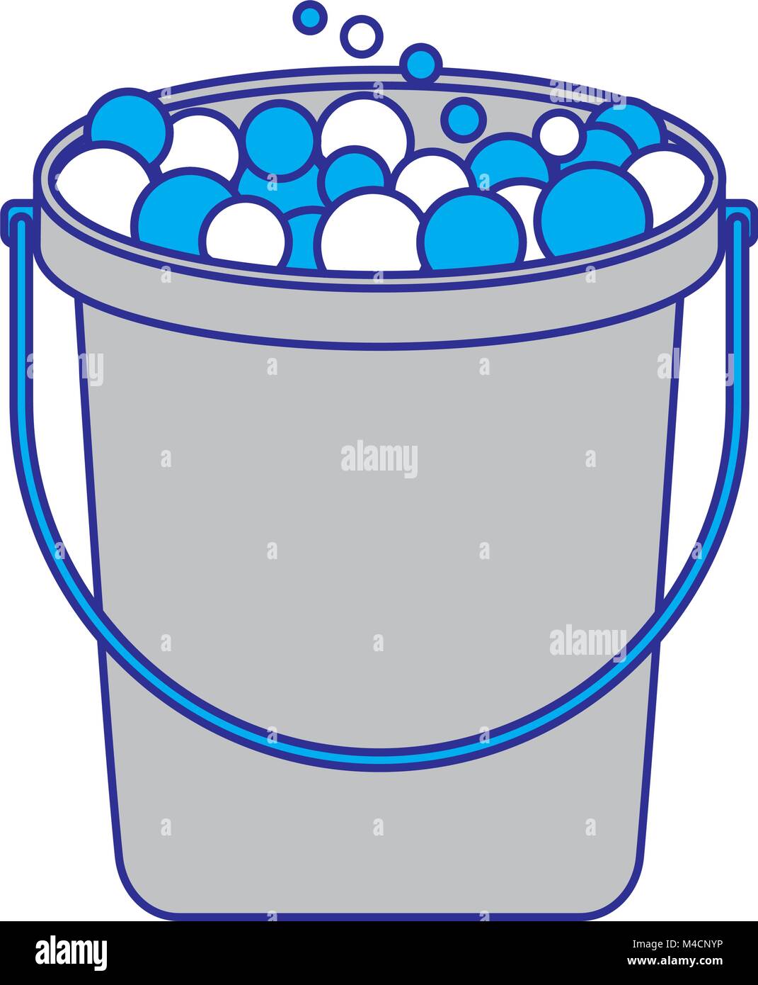 bucket with soap bubbles cleaning house vector illustration blue and