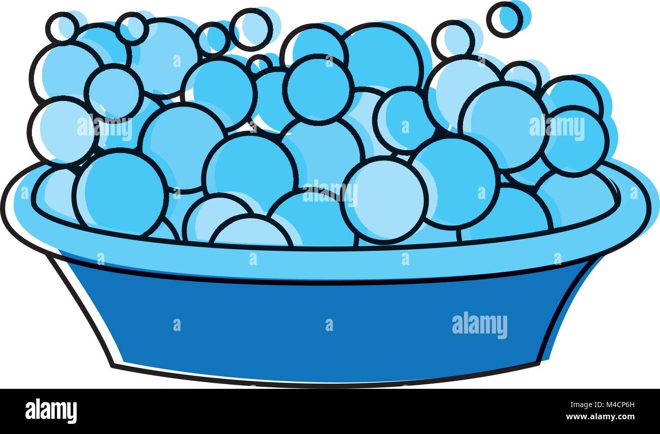 plastic basin container foam bubbles clean vector illustraion Stock