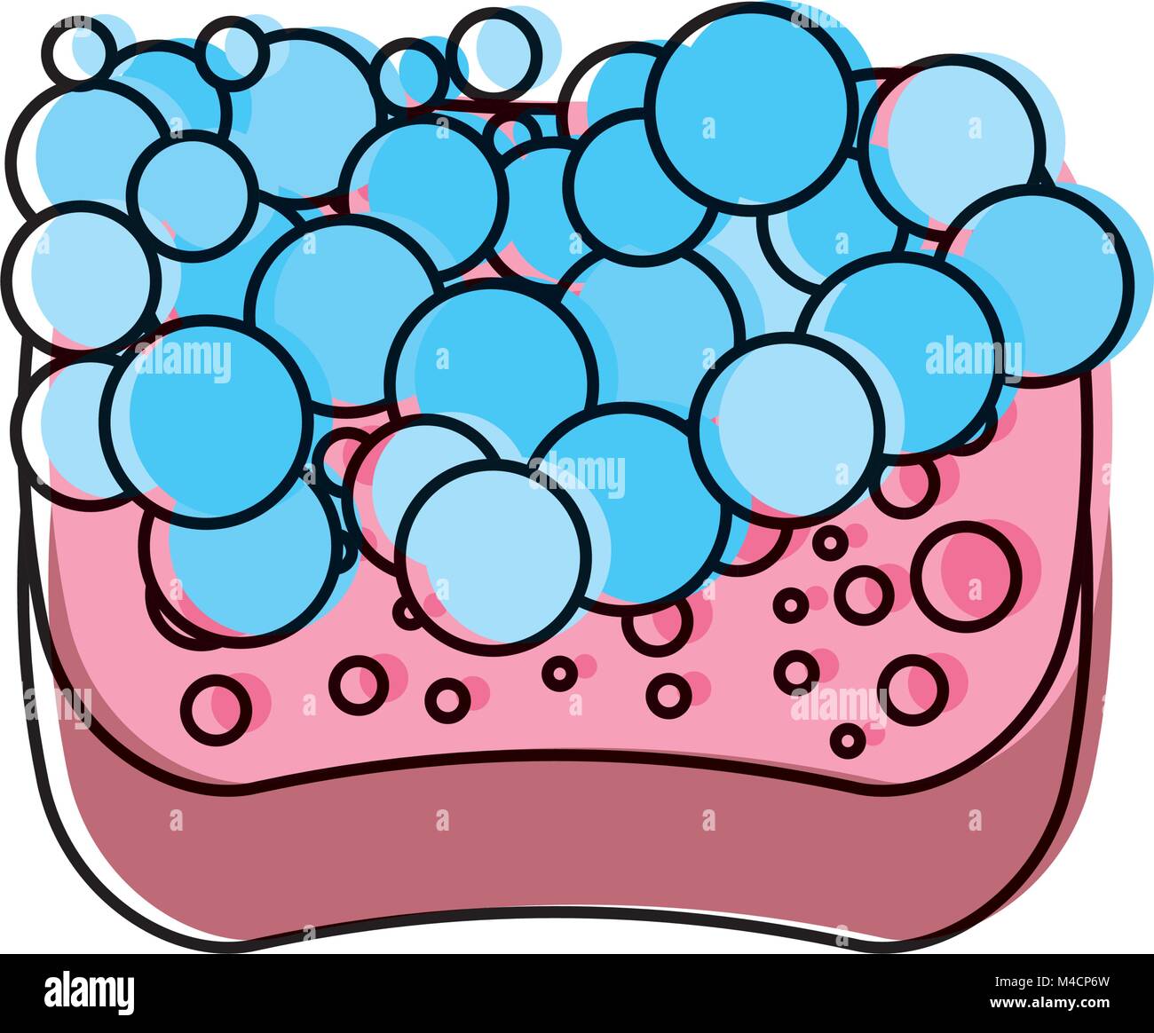 sponge bubbles foam soap cleaning vector illustration Stock Vector ...