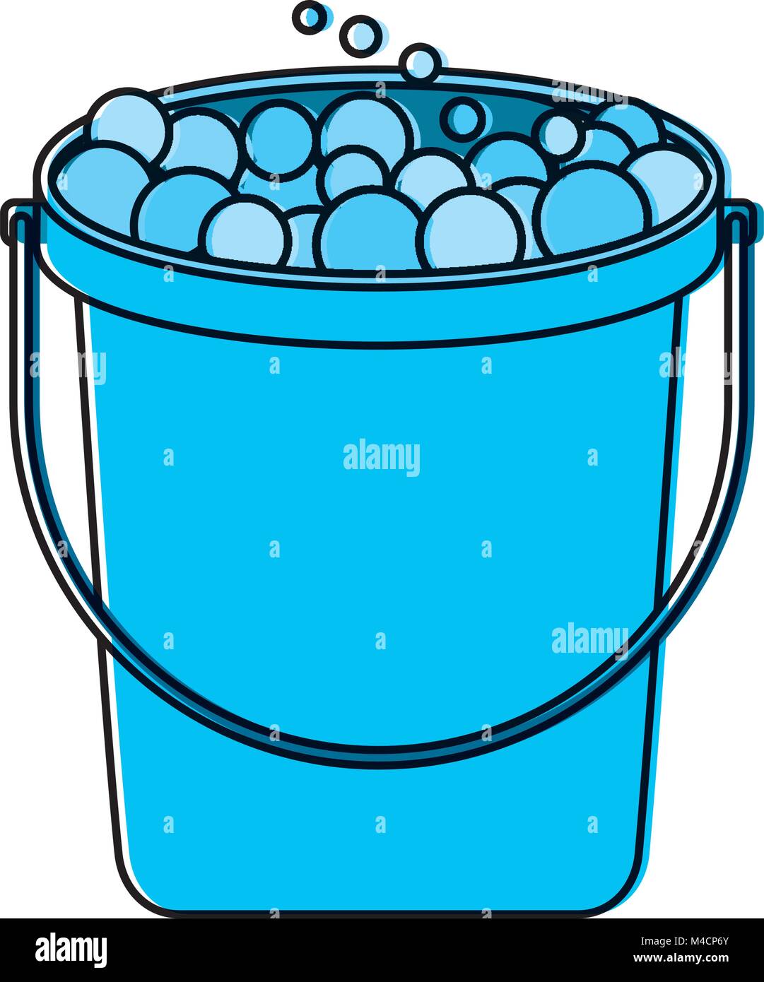 bucket with soap bubbles cleaning house vector illustration Stock