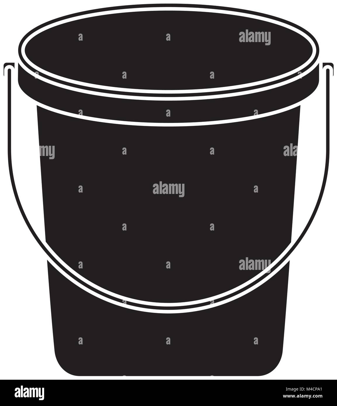 bucket plastic cleaning element tool handle vector illustration black and white design Stock