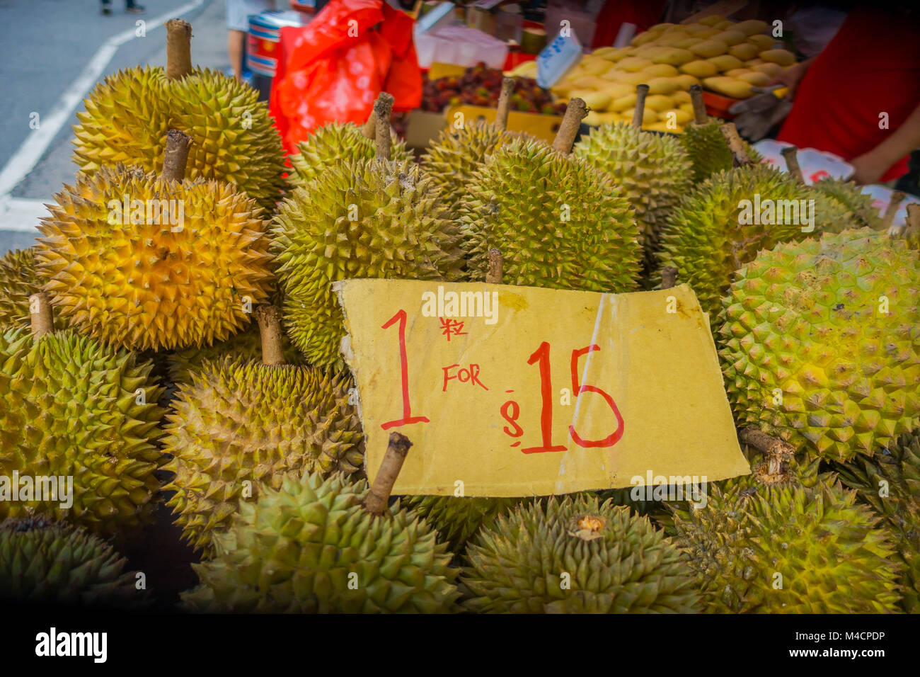 SINGAPORE, SINGAPORE JANUARY 30. 2018 Close up of durian fruit, the