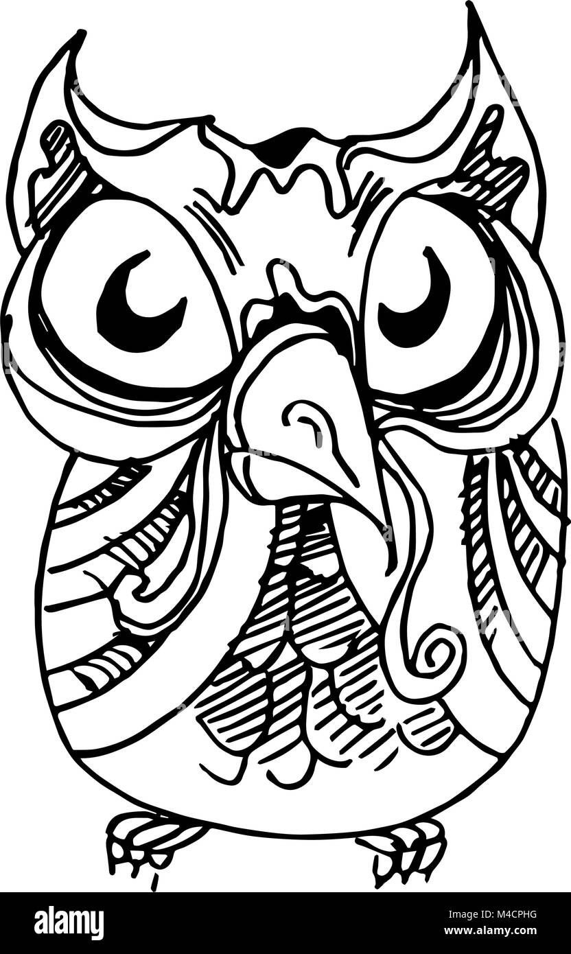 An image of a wise owl drawing. Stock Vector