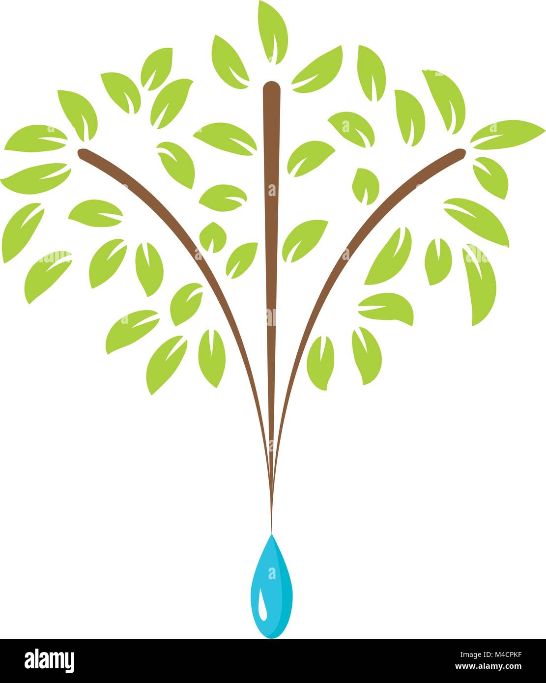 An image of a tree with drop of water representing growth. Stock Vector