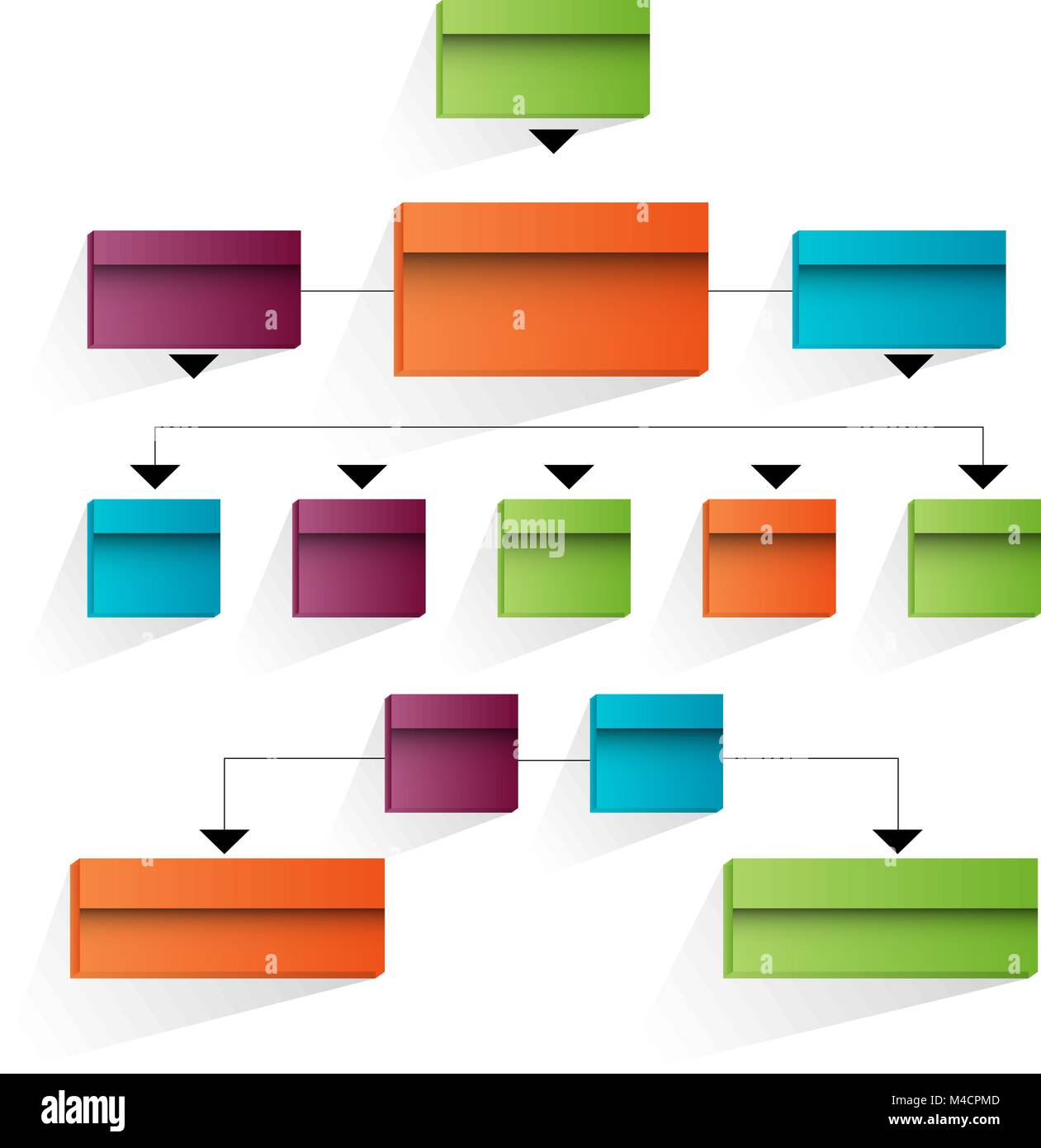 An image of a 3d corporate organizational chart. Stock Vector