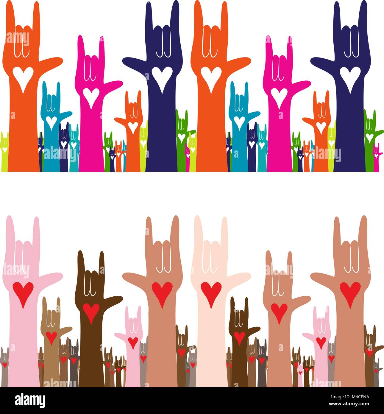 An image of a sign language hand gesture banner of i love you. Stock Vector