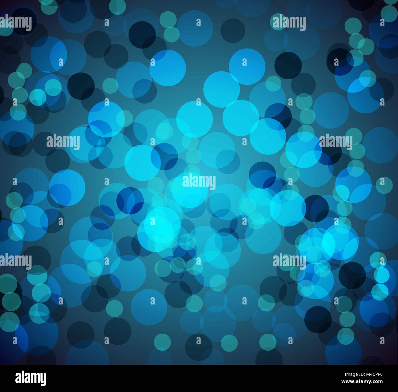 An image of a blue bokeh blurry lights background. Stock Vector