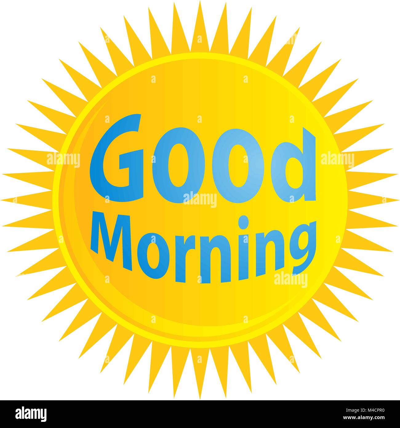 An image of a sunrise with good morning text. Stock Vector