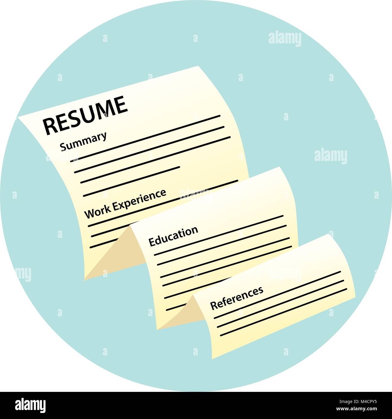 An image of a resume document. Stock Vector