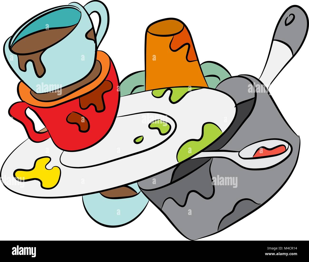 An image of a cartoon of dirty dishes Stock Vector Image & Art - Alamy