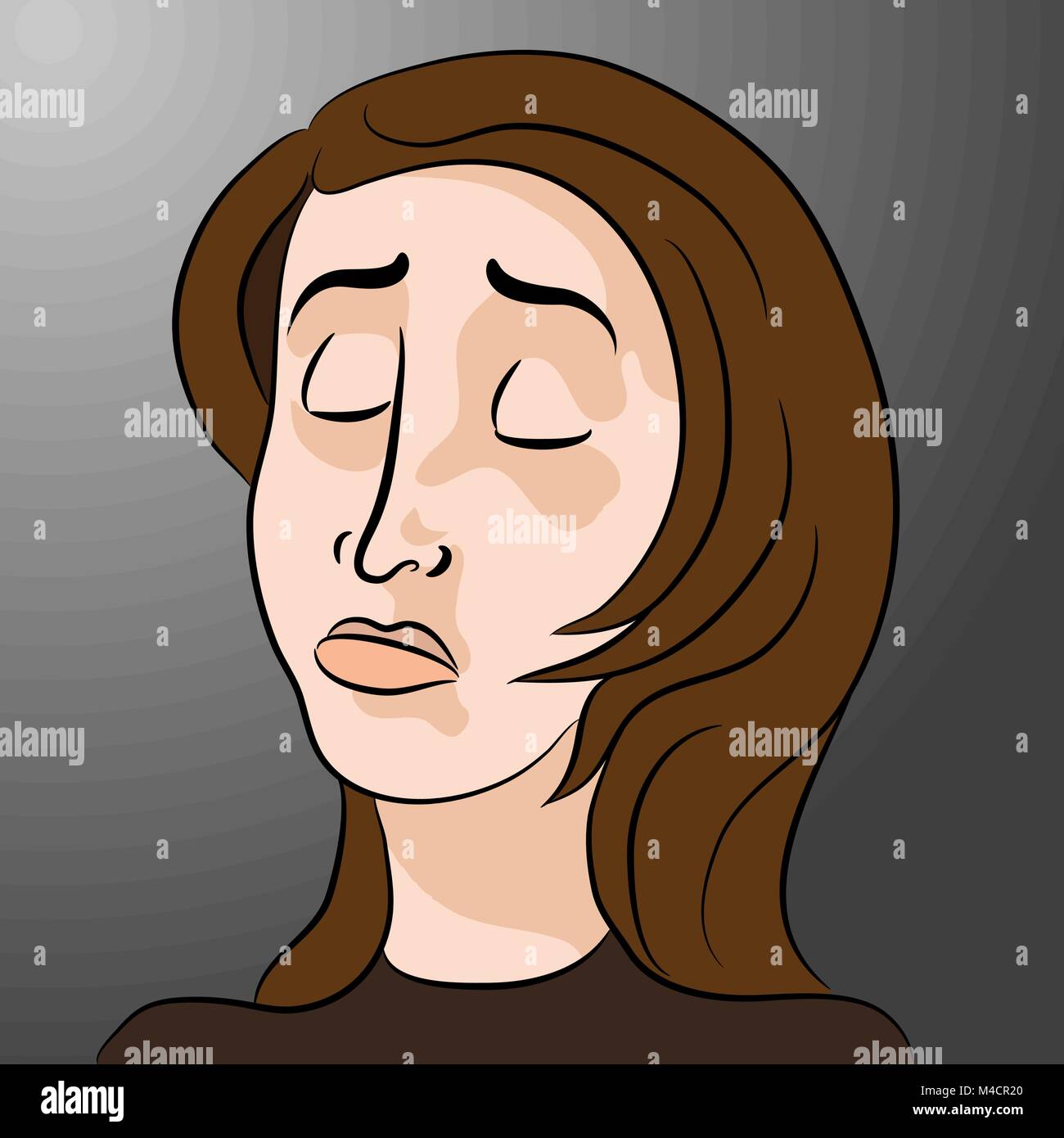 An image of a cartoon sad woman. Stock Vector