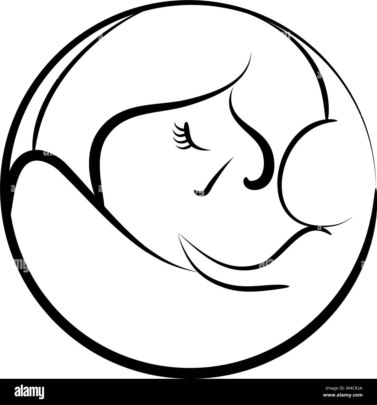 An image of an abstract mother with her newborn child. Stock Vector