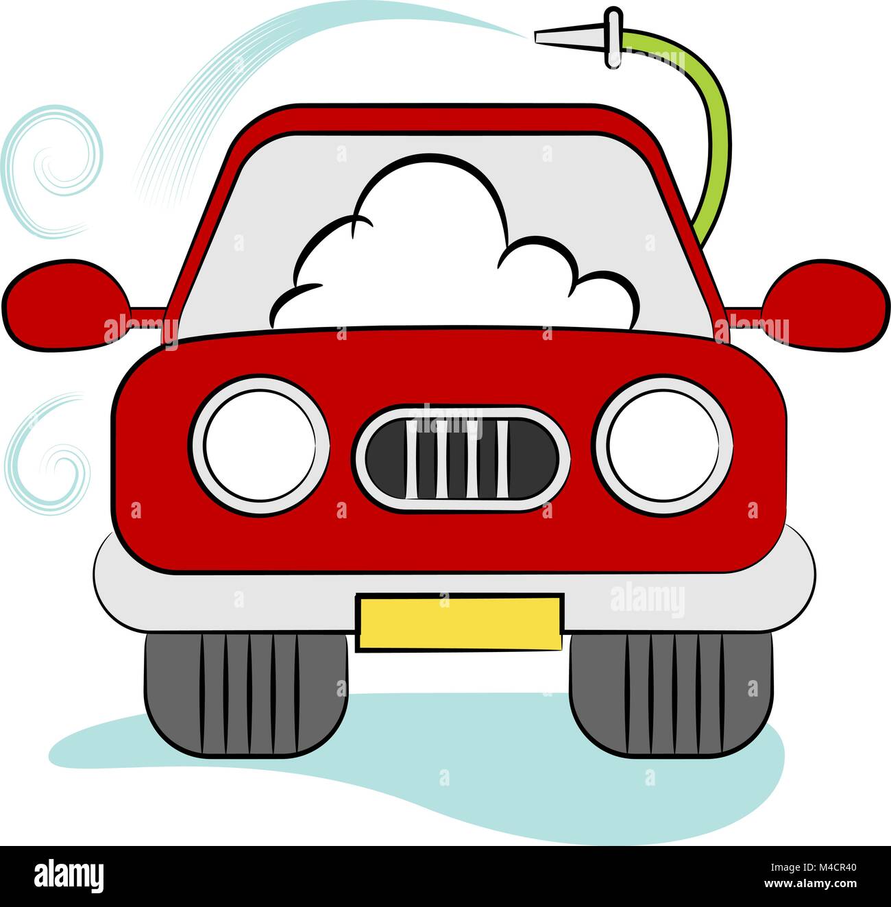 An image of a car going through an automatic carwash. Stock Vector