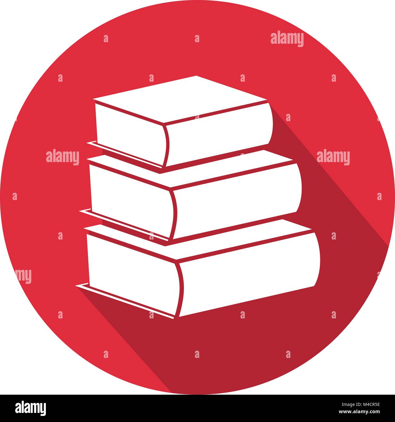 An image of a stack of books in a red round icon Stock Vector Image ...