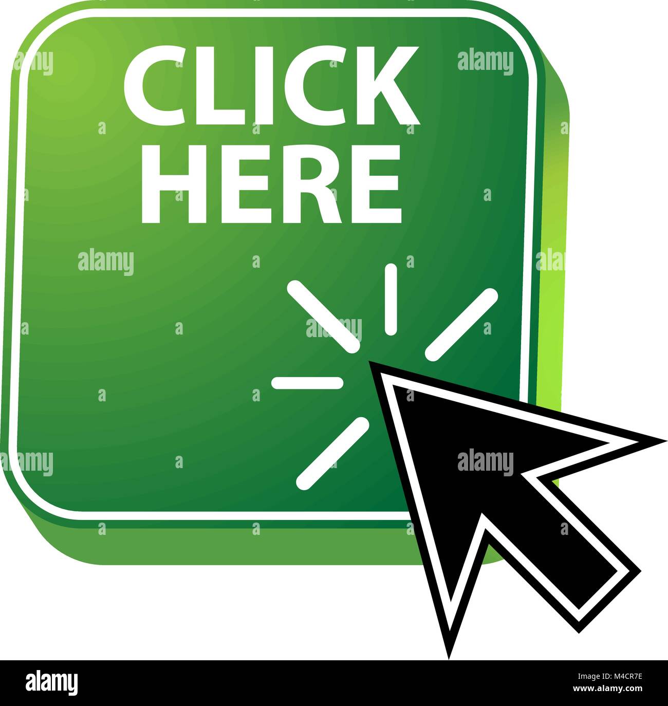 An image of a click here icon. Stock Vector