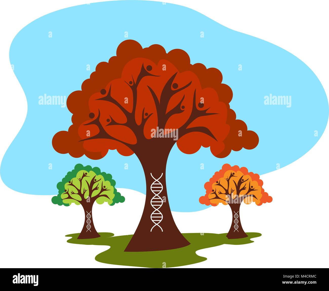 An image of a family tree with dna strand. Stock Vector