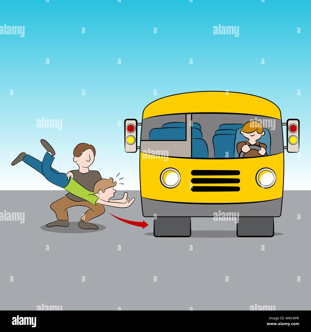 An image of the metaphor of being thrown under the bus Stock Vector