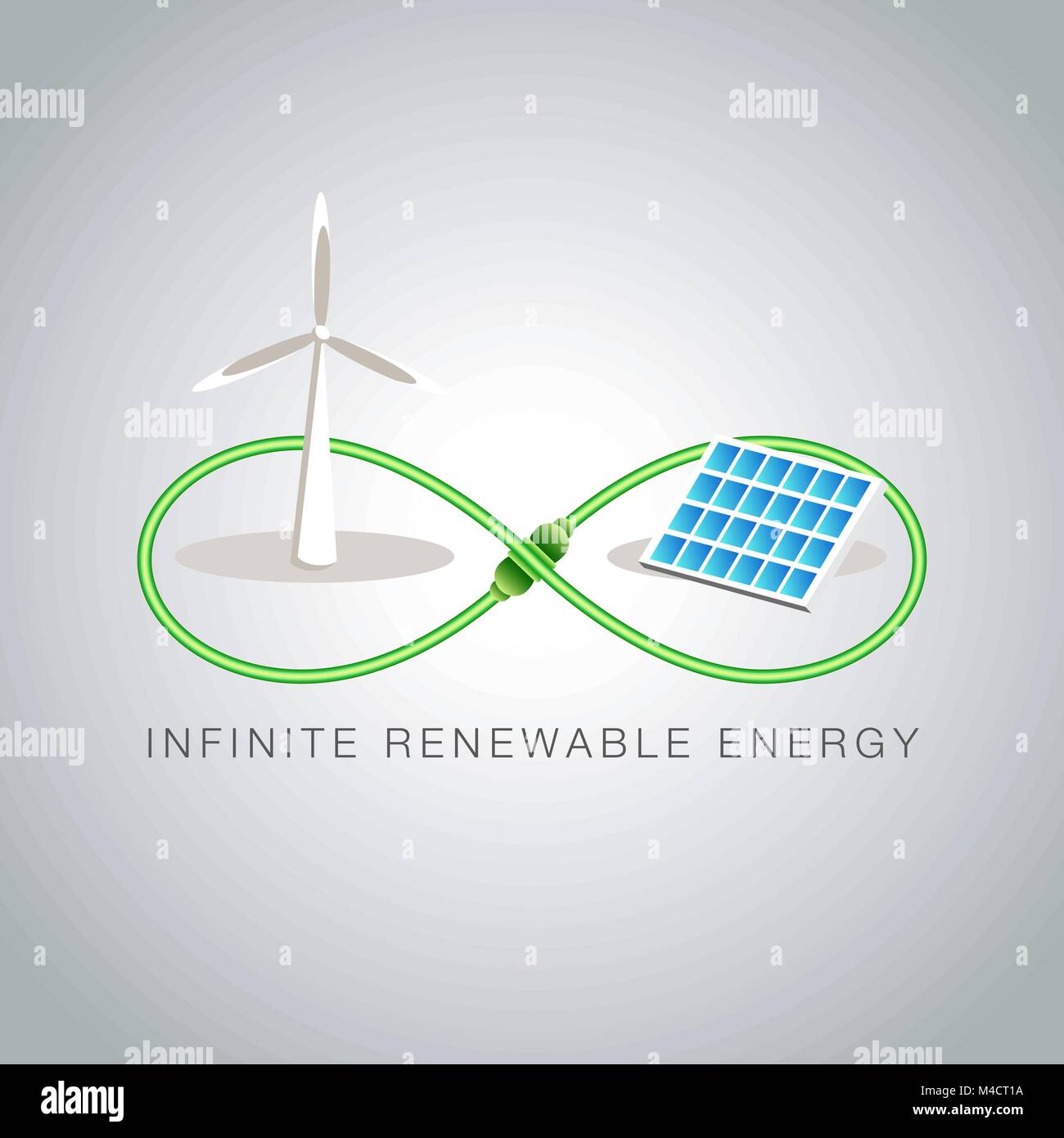 An image representing wind and solar energy creation. Stock Vector