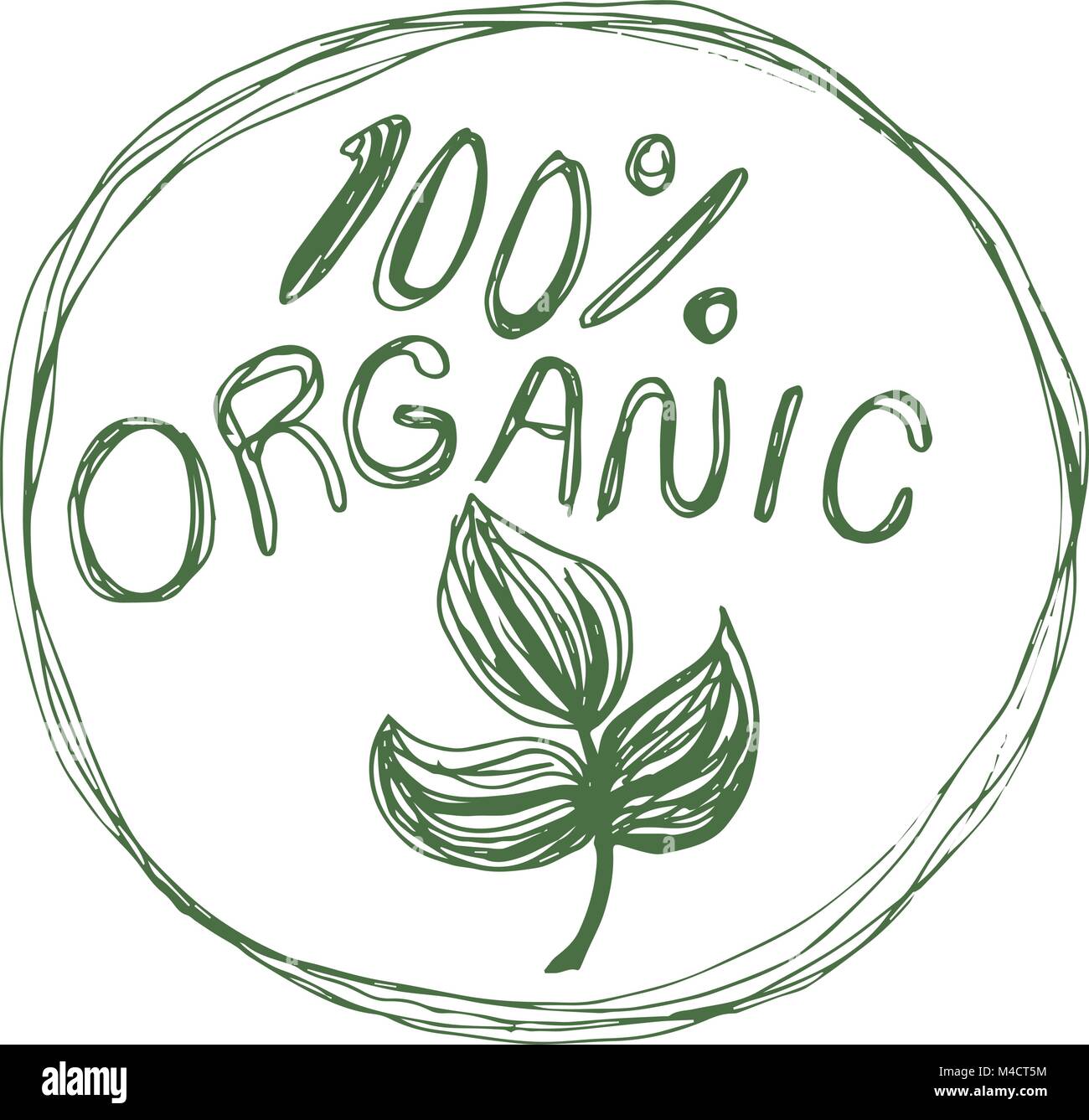 An image of a one hundred percent organic label Stock Vector Image ...