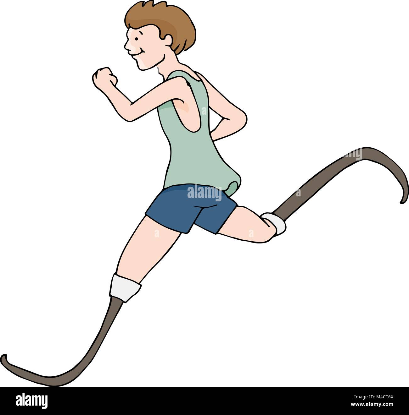 An image of a runner with prosthetic legs. Stock Vector