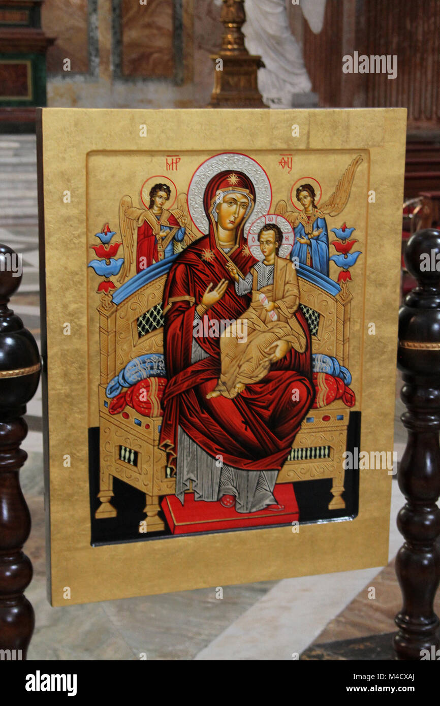 Virgin Mary and baby Jesus icon at the Basilica di Santa Maria degli ...