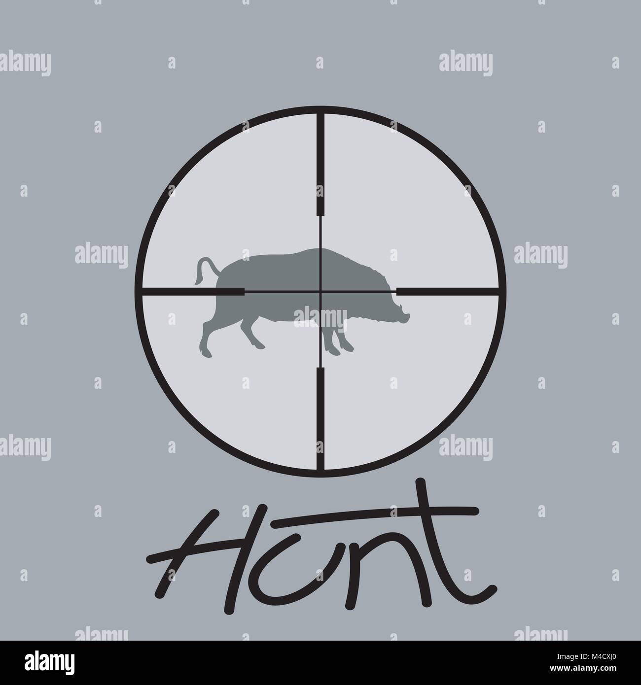 Hunter sniper scope crosshair aiming  boar vector illustration Stock Vector