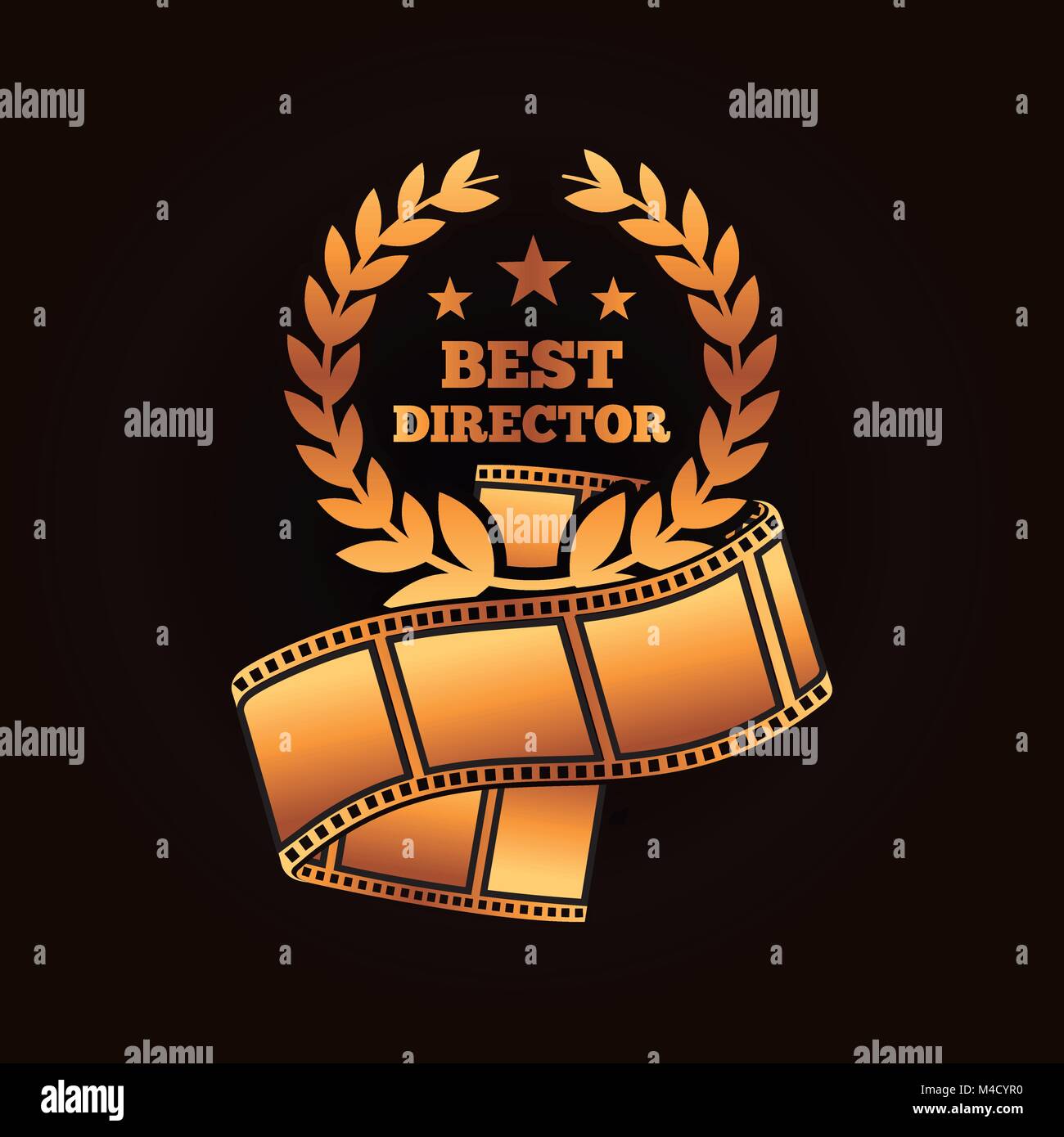 gold award best director laurel strip film movie Stock Vector