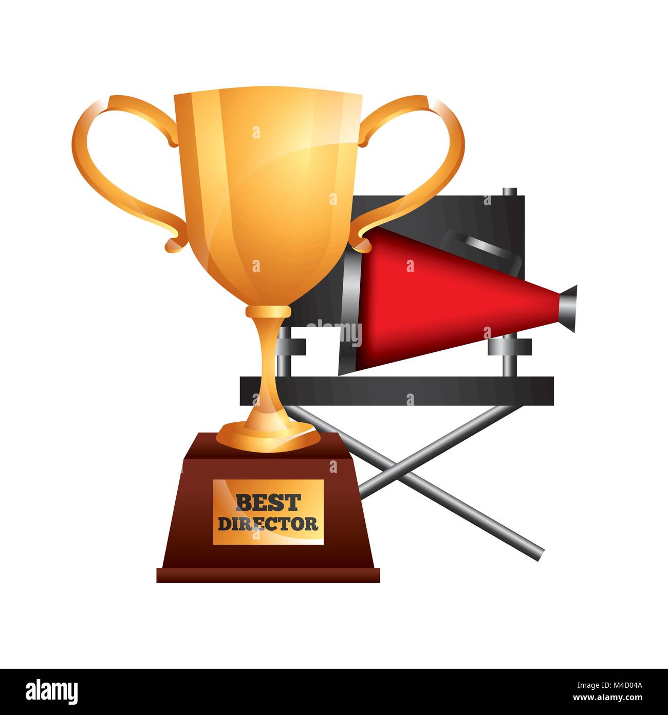best director trophy cup award and chair megaphone Stock Vector Image