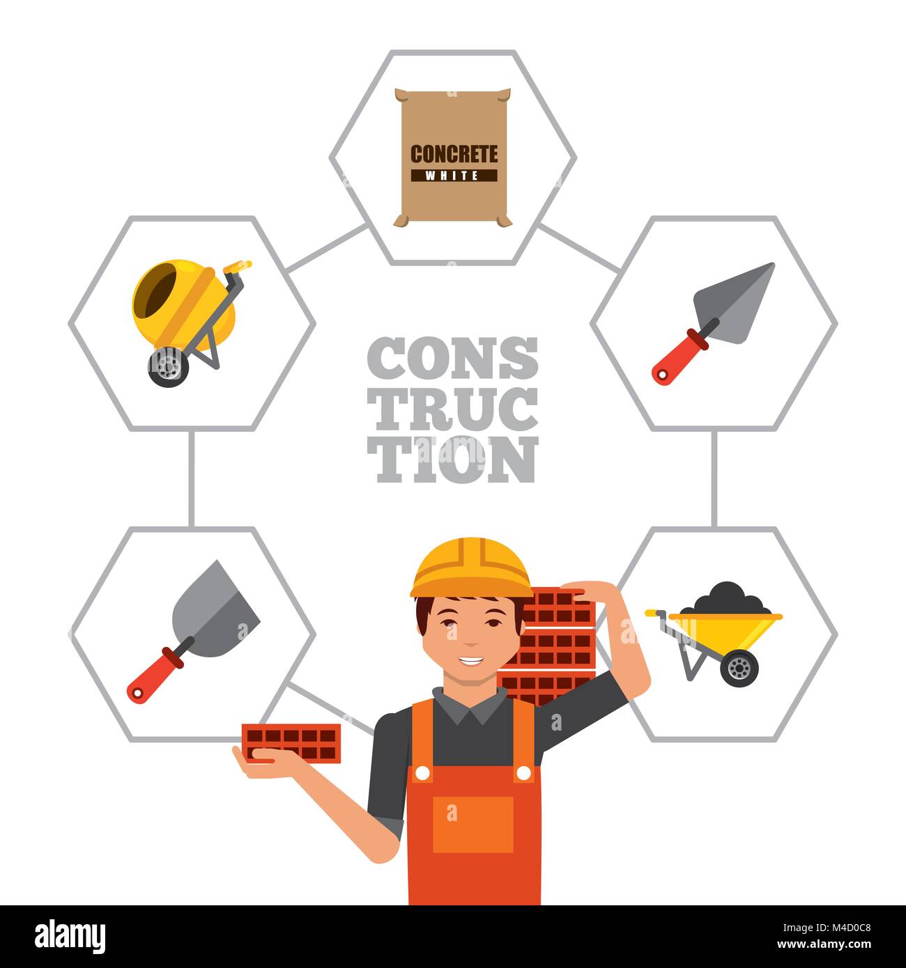 construction worker holding bricks and tools Stock Vector Image & Art