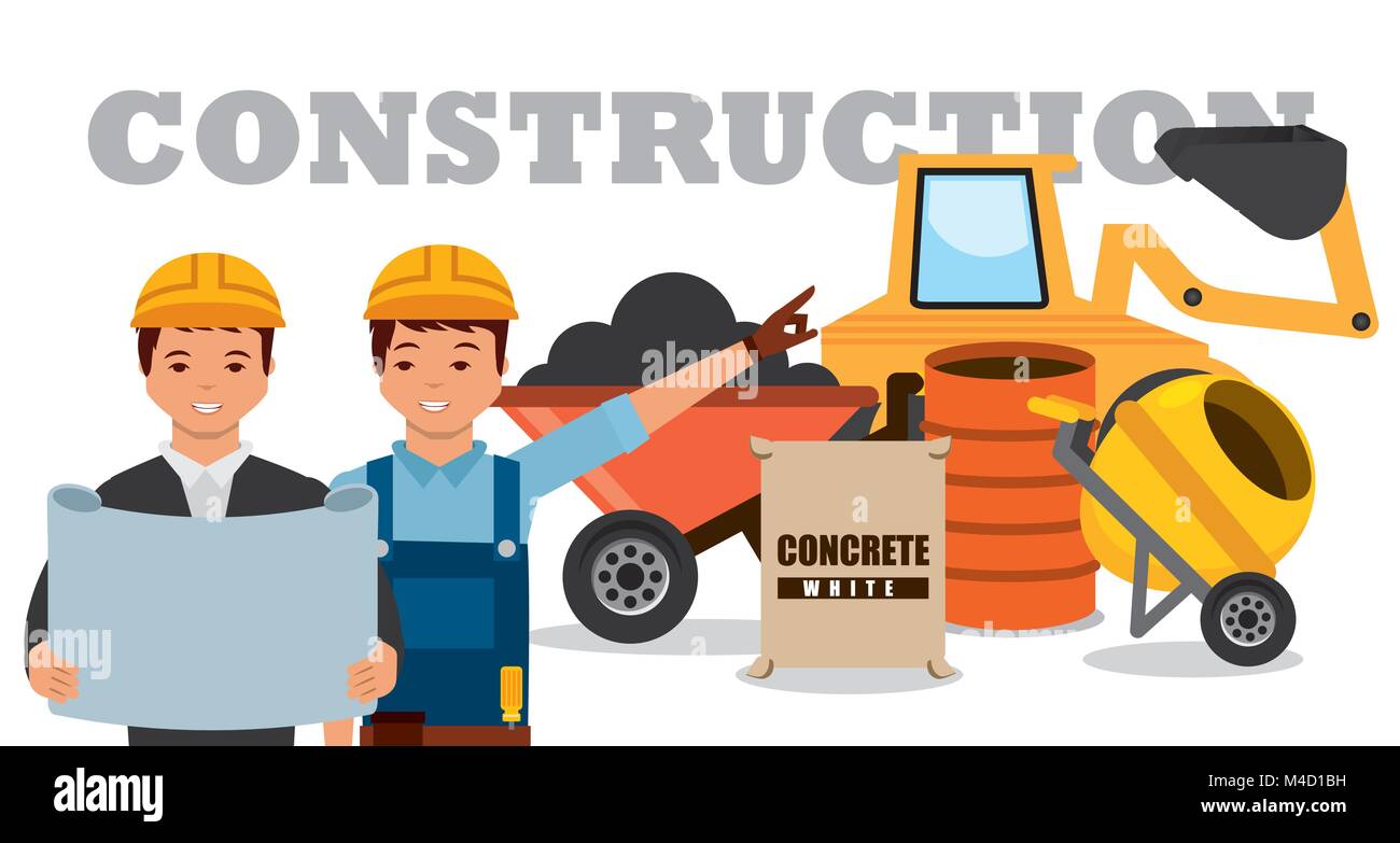 construction workers machinery wheelbarrow mixer concrete barrel Stock ...