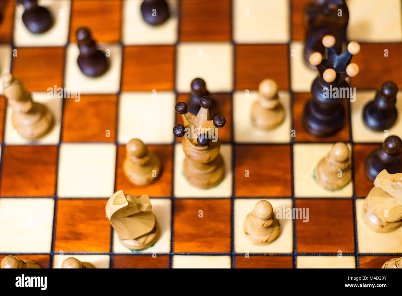 chess board seen close up with depth of field effect - 3D rendering Stock  Photo - Alamy