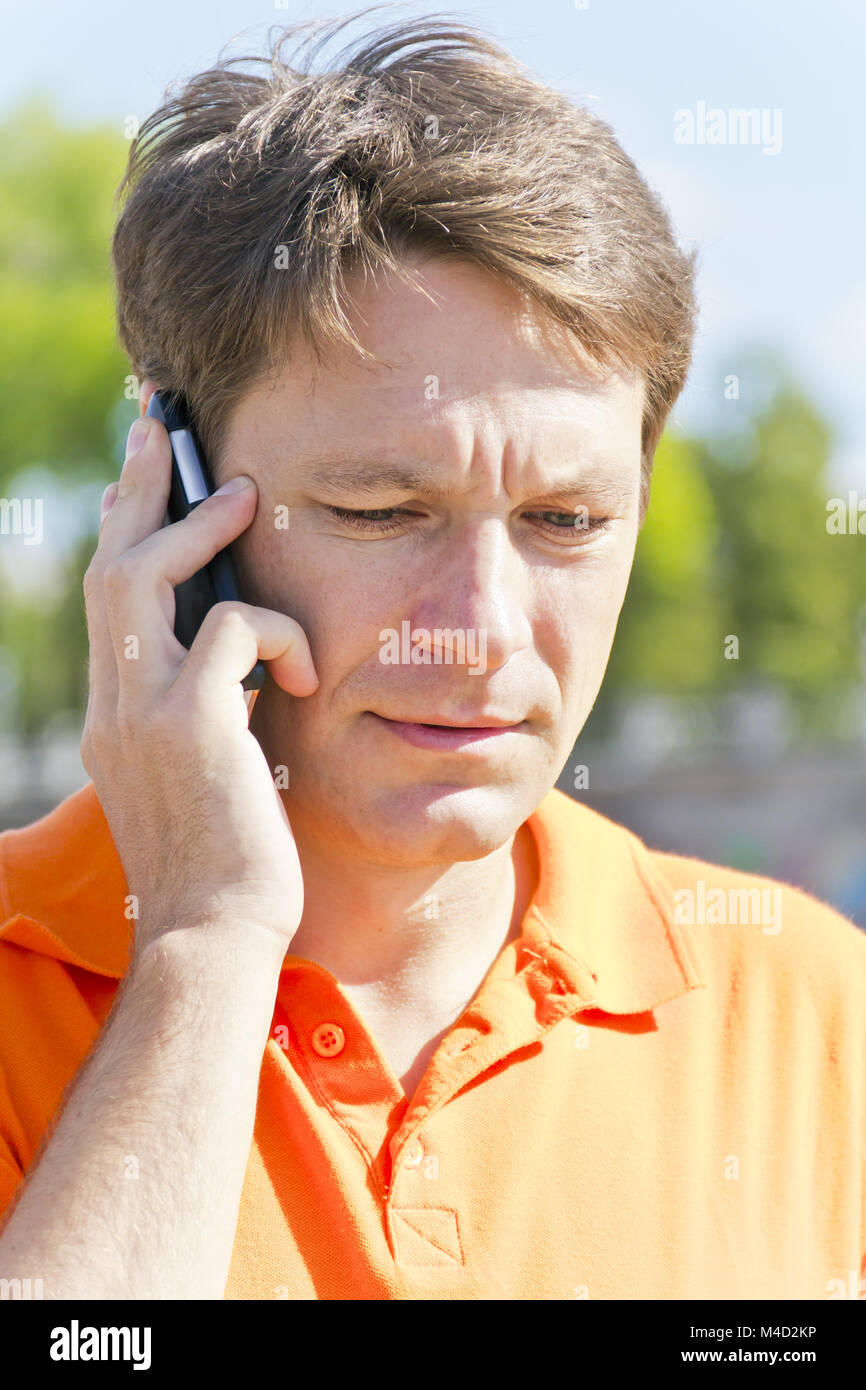 Man talking by cellular Stock Photo