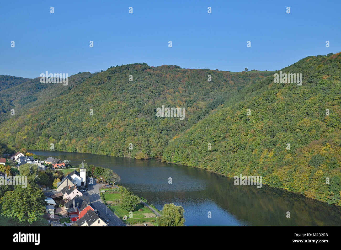 Landscape at River Sauer in Luxembourg,Benelux Stock Photo