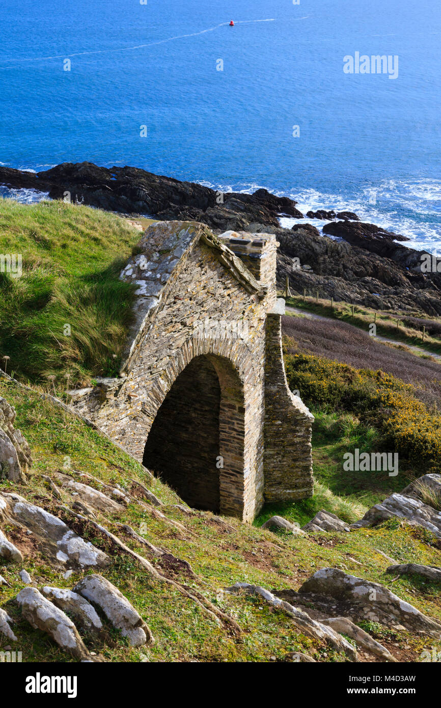 Queen Anne’s grotto, Penlee lookout, Rame Head, Torpoint, Cornwall, England. Used as a location